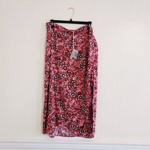 🏷Faherty Pacifica Linen Blend Tie Wrap Skirt Floral Rose Dessert NWT